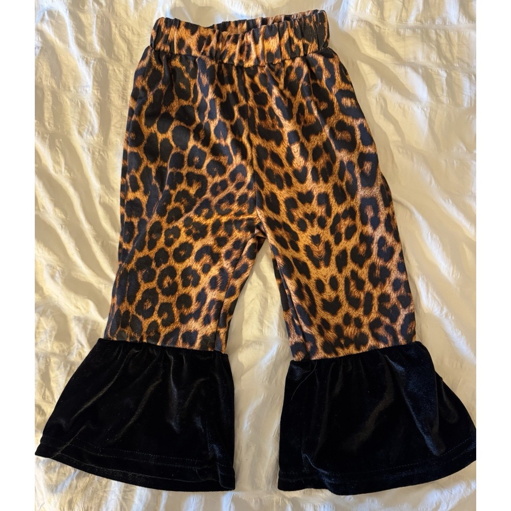 Baby Girl Size 90 (2T)‎  Cheetah Pant Flare Ruffle  Animal Print Toddler Fall